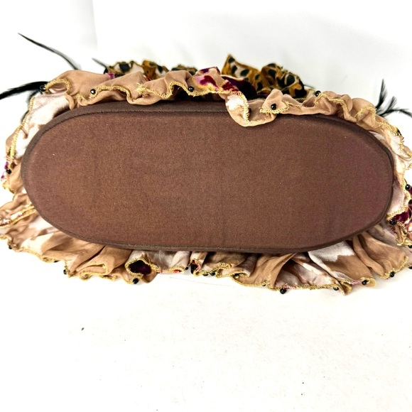 Mary Frances Leopard and Floral Beaded Shoulder Bag  Accented with Feathers - Picture 7 of 11